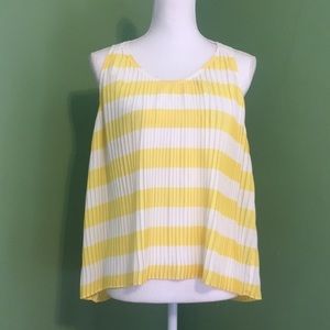 NWOT MAEVE yellow /white striped sleeveless top with‎ pleats